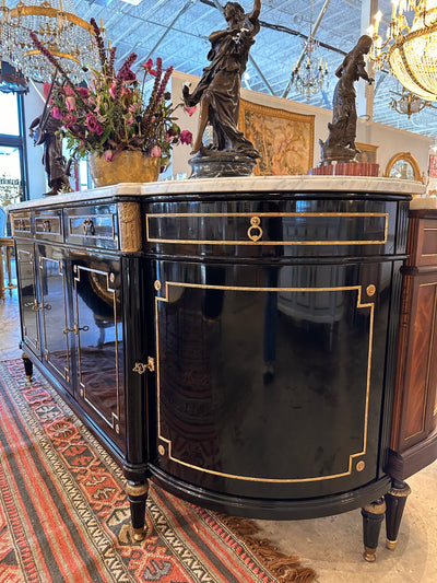 Louis XVI Black Lacquer & Brass Sideboard