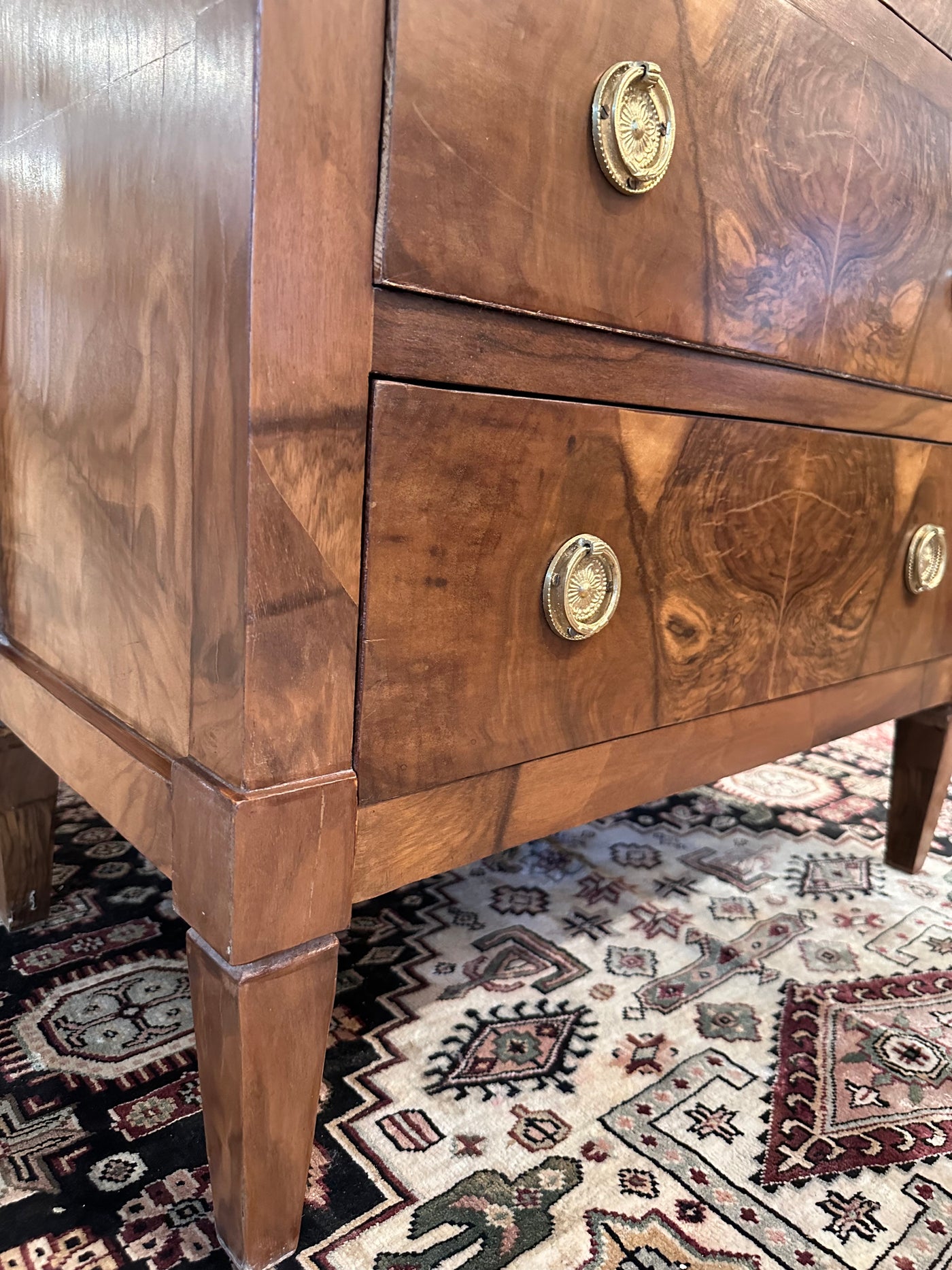 Burl Wood Chest with Marble Top