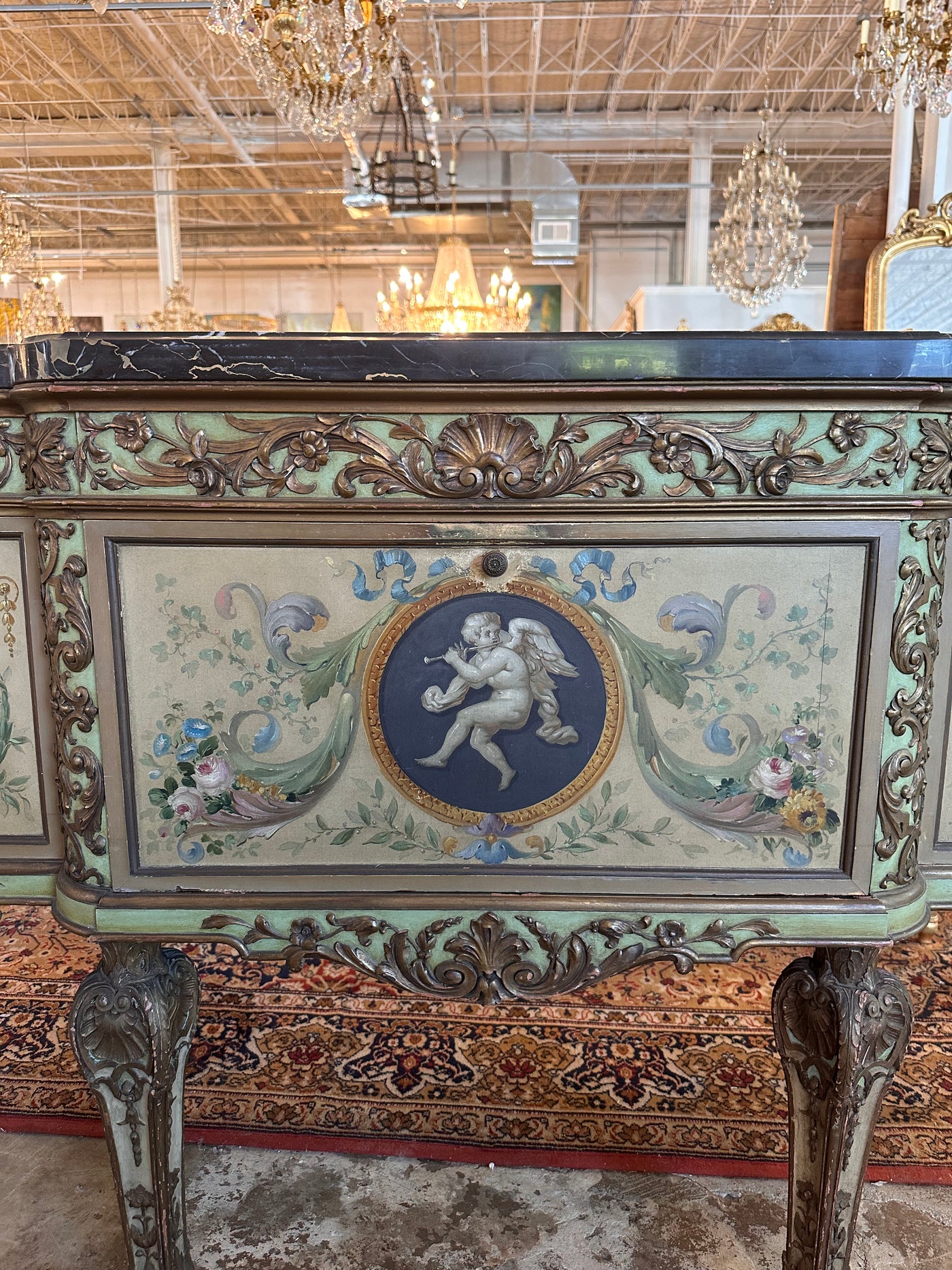 Florentine Style Hand-Painted Console Cabinet