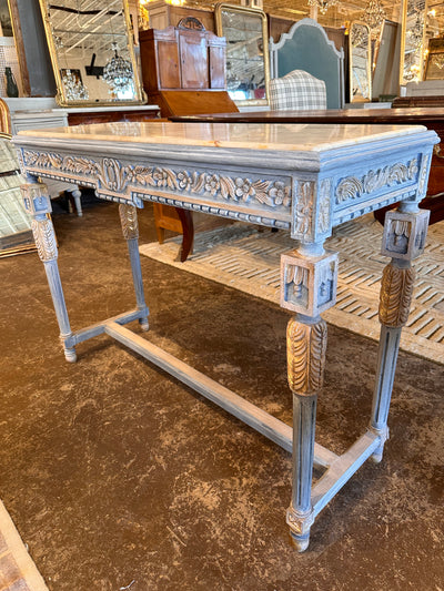 Antique French Louis XVI Carving Marble Top Console | Le Chateau | European Luxury Furniture in Atlanta