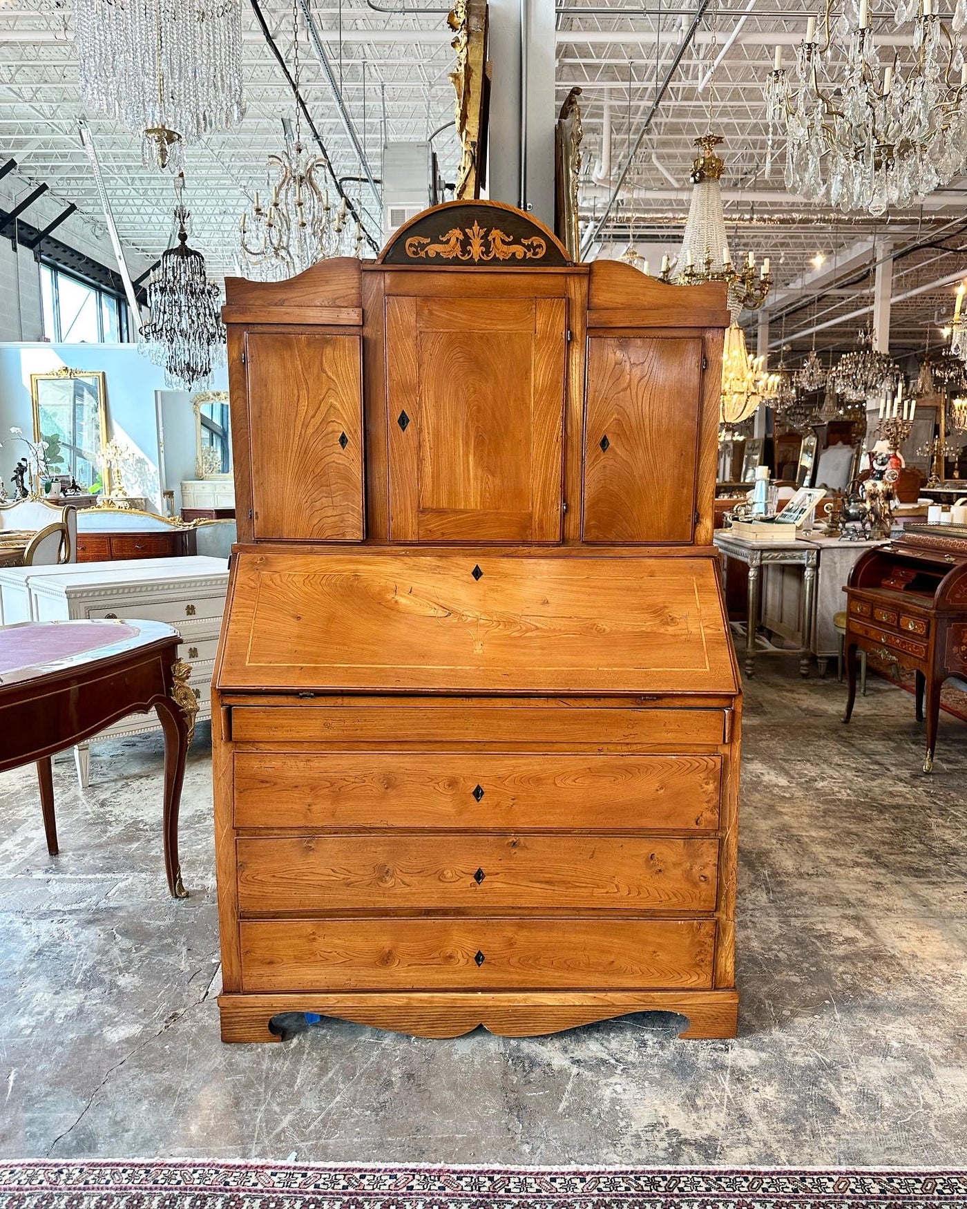 Antqiue Swedish Biedermeier Secretary Desk & Bookcase | Le Chateau | European Luxury Furniture in Atlanta