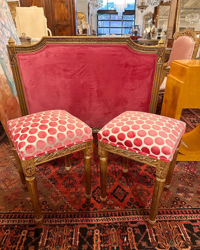 Louis XVI Pink Polka Dot Stool