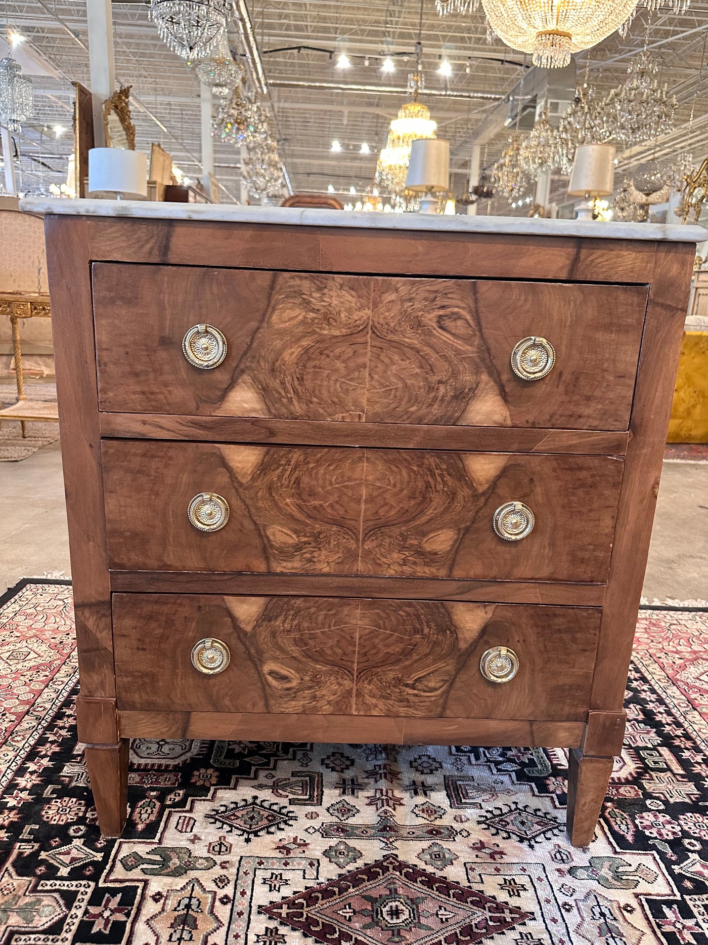 Burl Wood Chest with Marble Top