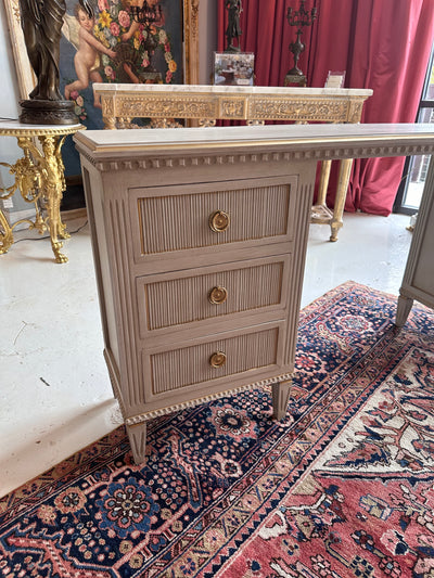 Antique Swedish Makeup Vanity Desk in Soft Gray | Le Chateau | European Luxury Furniture in Atlanta