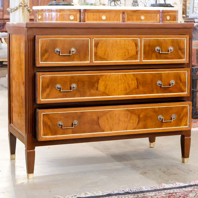 Louis XVI Burl Wood Chest w/ Straight Top & Flat Pulls (42" Wide)