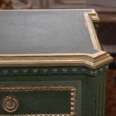 Swedish Painted Ten Drawer Sideboard – Green with Gold Diamond Panels & Trim