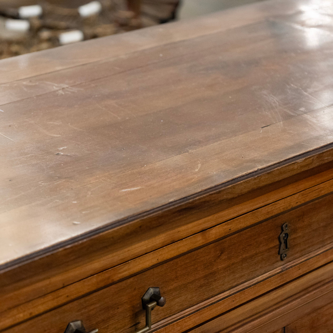 Louis XVI Wood Sideboard – Fluted Columns & Square Pulls