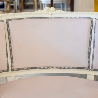 Louis XVI Petite Chair – White Frame & Baby Pink Velvet Upholstery