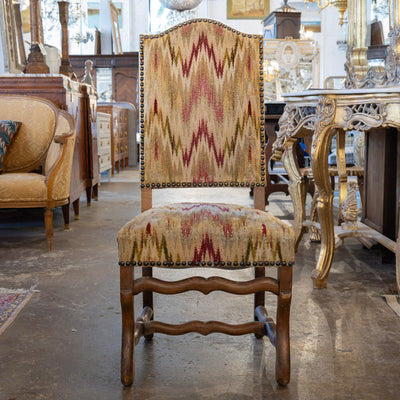 French Provincial Accent Chairs – Cream & Red Woven Upholstery