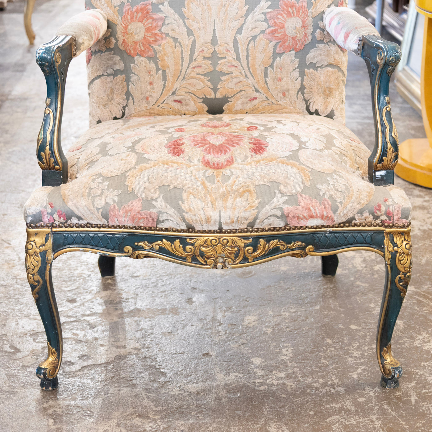 Pair of Louis XV Carved Armchair – Painted Frame with Original Tapestry Upholstery - Arm Chairs | Le Chateau (Atlanta, GA) • 4