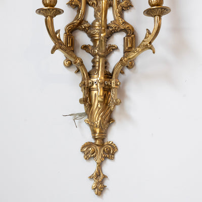 Pair of Rococo Gilded Wall Sconces - Cage Frame in Antique Gold - Wired Sconces | Le Chateau (Atlanta, GA) • 6