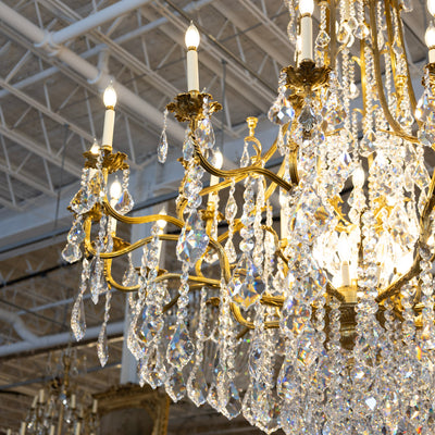 Grand French Empire Chandelier – 24k Gold Leaf & Swarovski Crystals