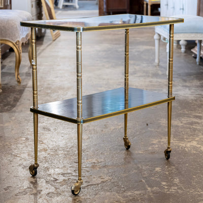 Mid-Century Two-Tier Rolling Brass Bar Cart - Bar Cart | Le Chateau (Atlanta, GA) • 2