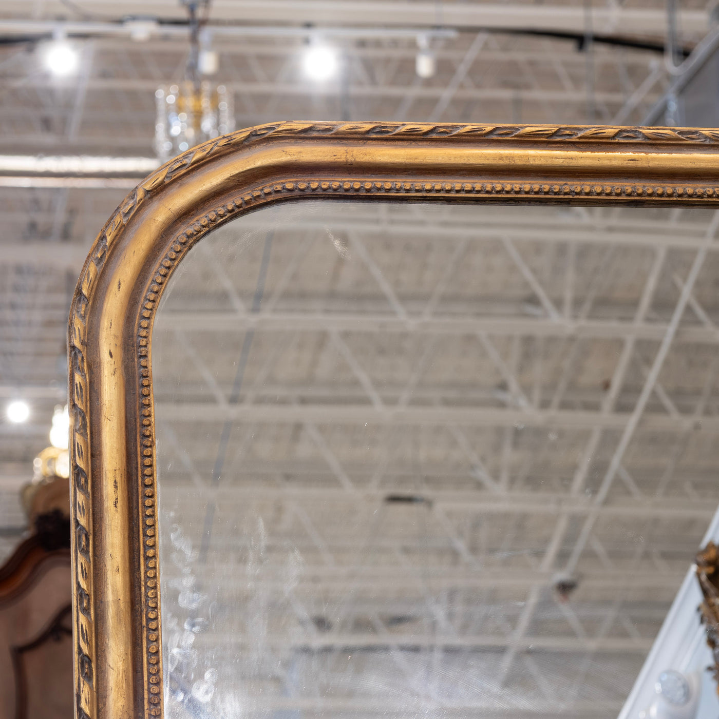 Louis Philippe Floor Mirror – Rope & Beaded Trim in Gold