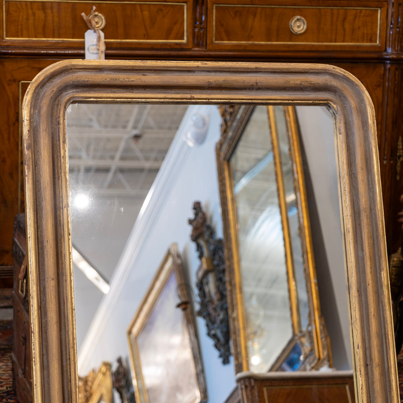 Louis Philippe Mirror – Simple Carved Trim & Gold Finish