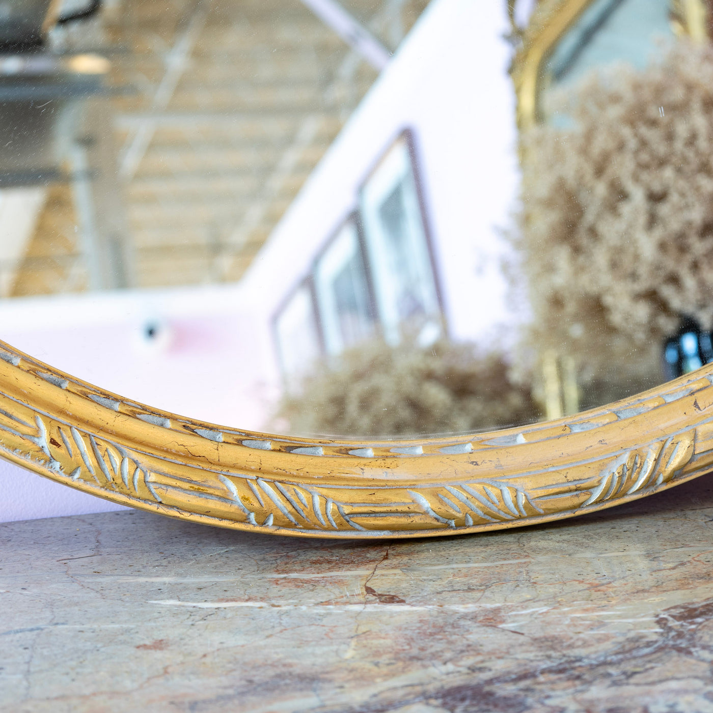 Louis XVI Round Gilded Mirror – Bow Carvings