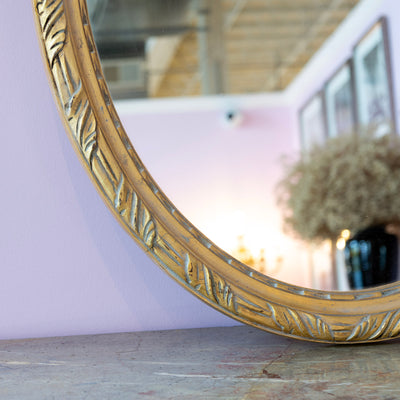 Louis XVI Oval Gilded Mirror – Bow Carvings
