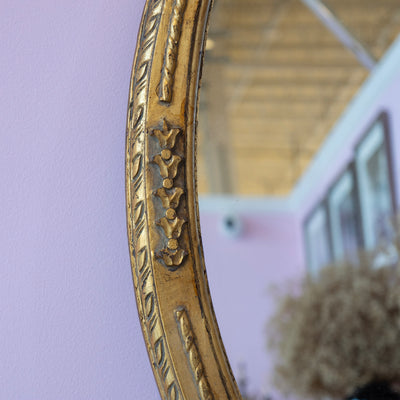 Gilded Oval Mirror – Carved Detailing