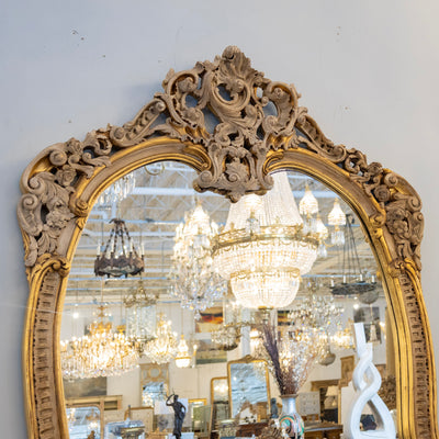 Gilded Rococo Mirror & Console – Ornate Hand-Carved Scrollwork & White Marble Top