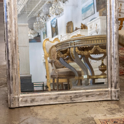 Louis Philippe Silver Gilded Floral Trim Mirror – Original Glass & Distressed Patina
