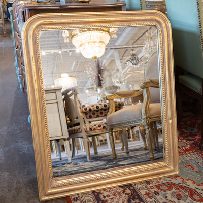Louis Philippe Gilded Mirror – Wide Rectangular Frame with Beaded Trim - Louis Philippe Mirror | Le Chateau (Atlanta, GA) • 1