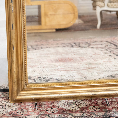 18th century Ornate French Gilded Mirror – Cherub Crest & Beaded Frame