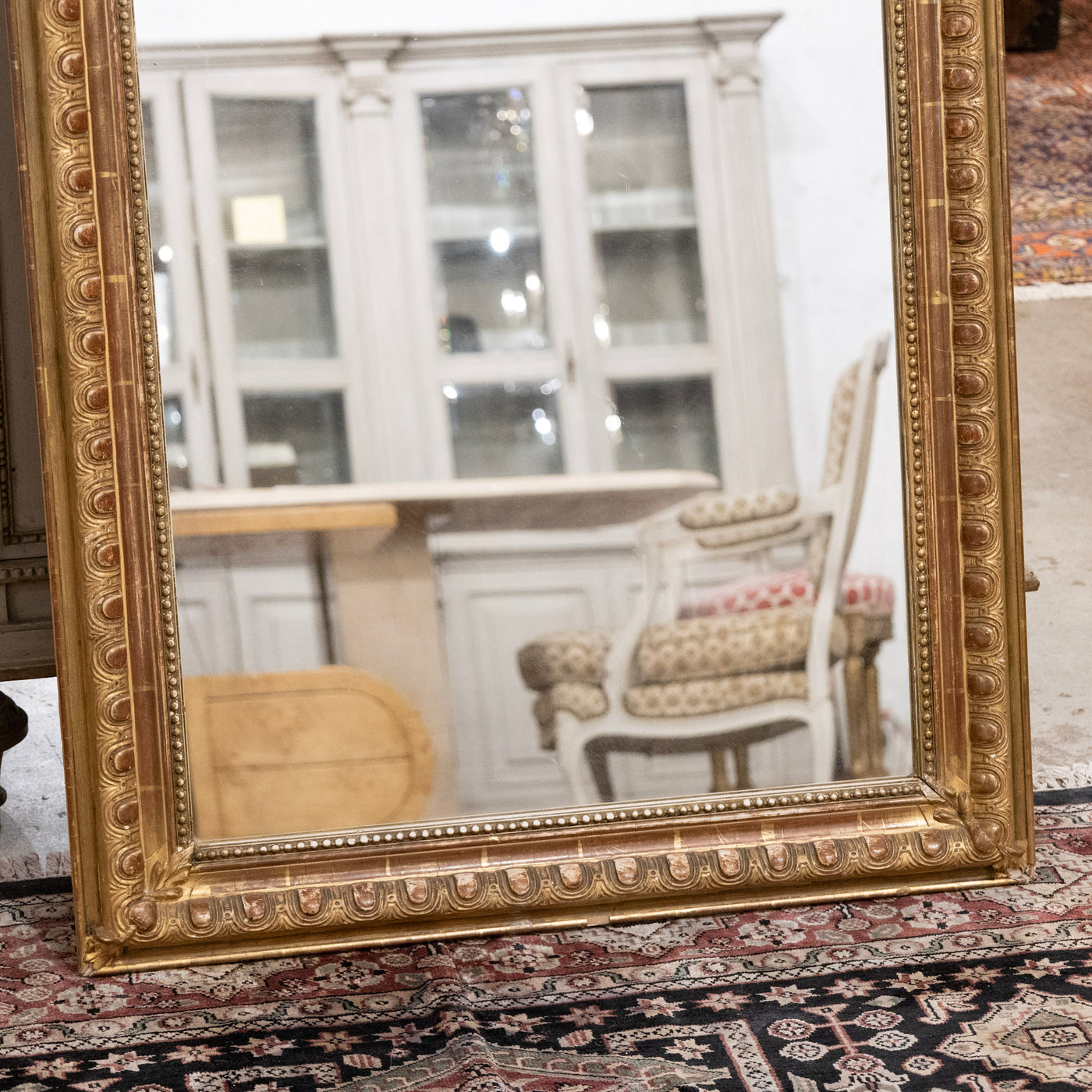 18th-Century Ornate French Gilded Mirror – Shell Crest & Carved Trim