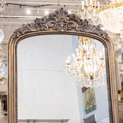 Louis Philippe Tall Gilded Mirror – Beaded Frame with Crest