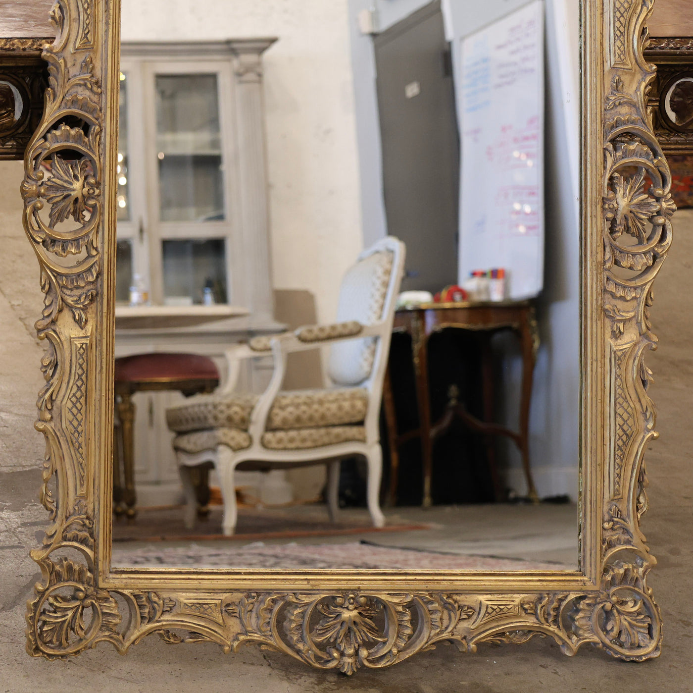 Louis XVI Gilded Frame Mirror – Ornate Leaf Frame with Lattice Pattern ...