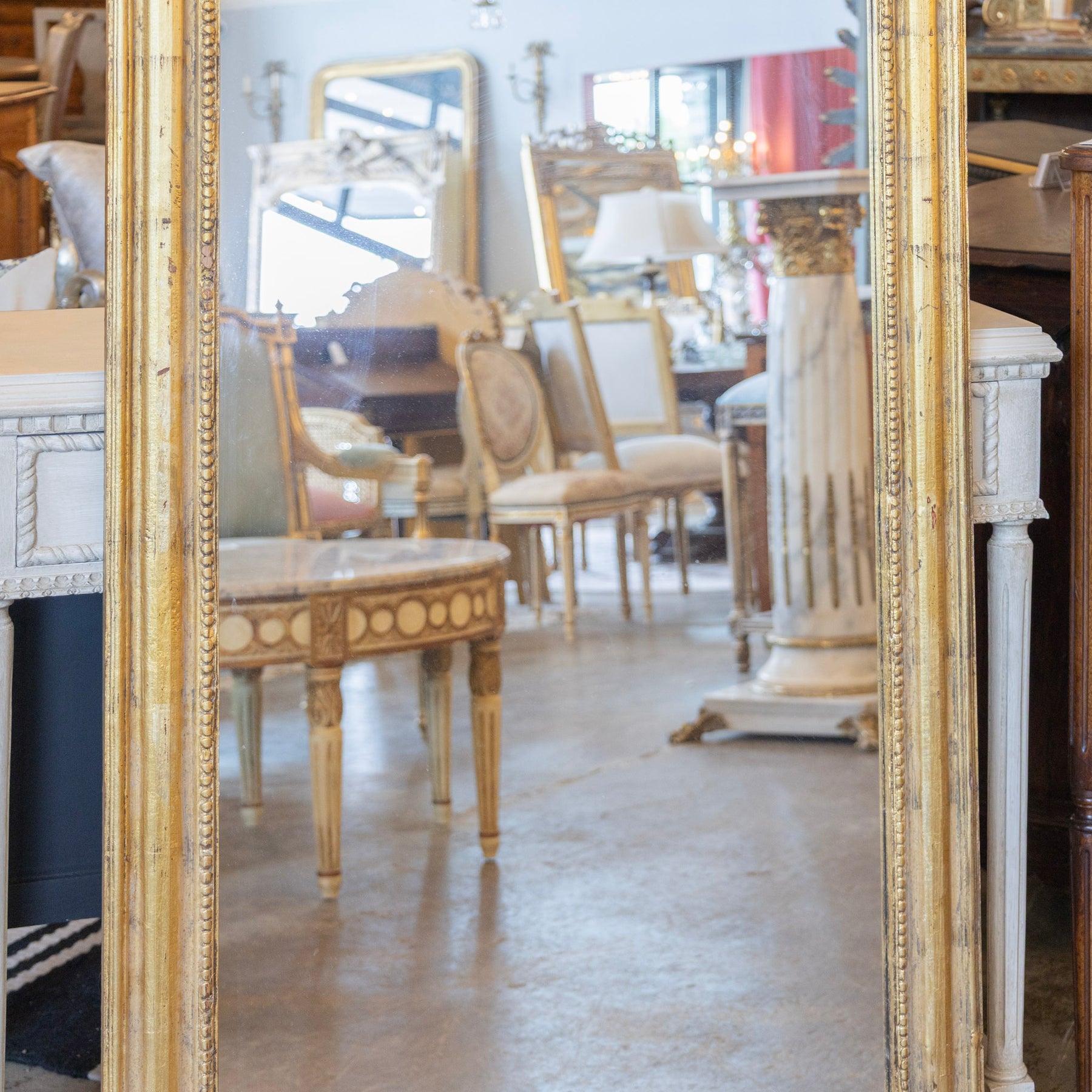 French Gold Louis Philippe Full Length Mirror — Beaded Trim – Le Chateau