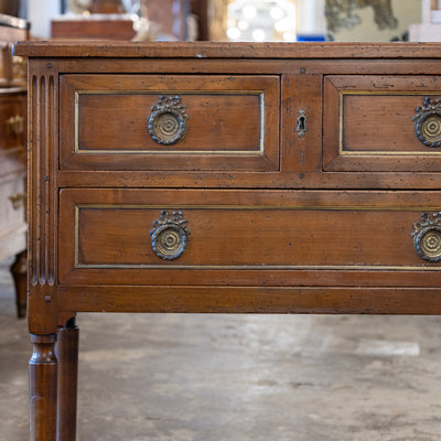 Louis XVI 3-Drawer Nightstand – Dark Brown Wood