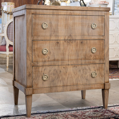 Art Deco Nightstand – Stripped Wood & Brass Pulls