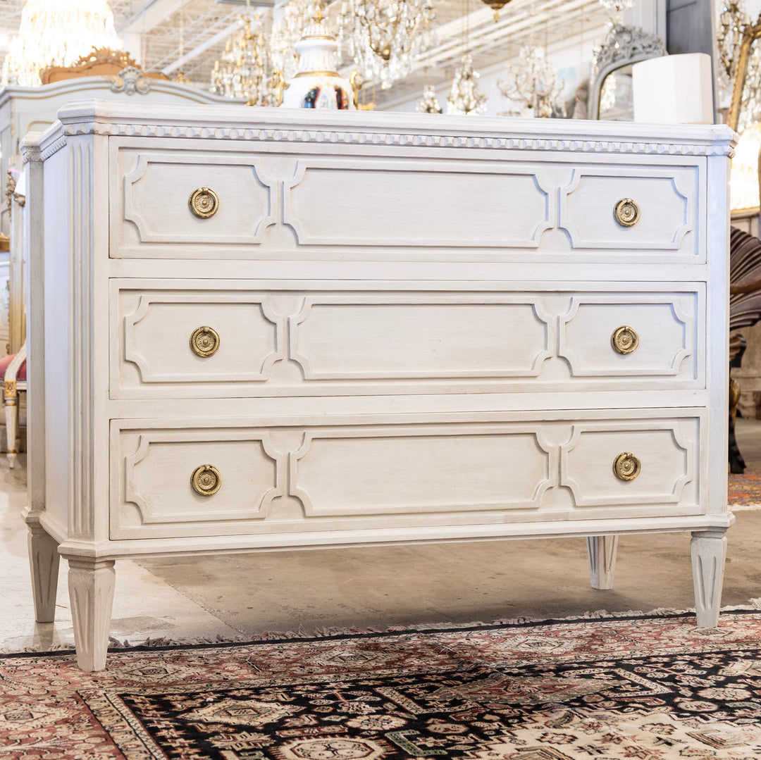 slim fit dress slacks Swedish 3-Drawer Chest – Canted Corners in Antique White – Le Chateau