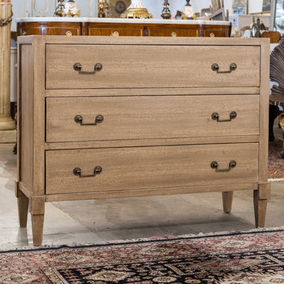 Louis XVI 3-Drawer Nightstand – Light Wood Finish & Tapered Legs