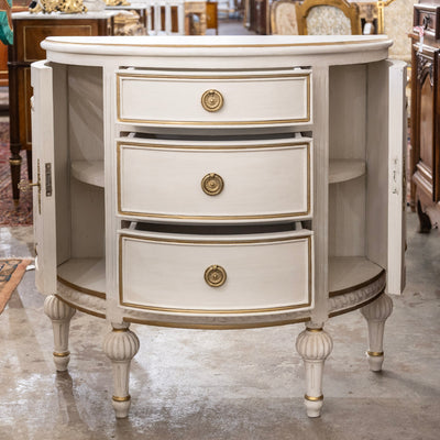 Swedish Demilune Chest – White with Gold Trim