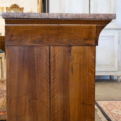 Louis Philippe Burl Wood Chest – Rounded Feet & Breccia Marble Top
