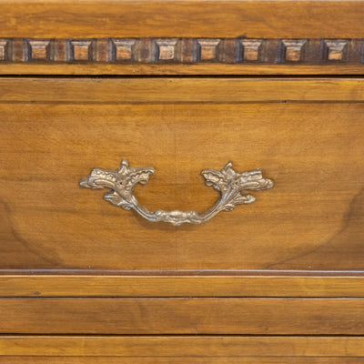 Louis XVI Burl Wood Nightstand – Leaf Brass Pulls