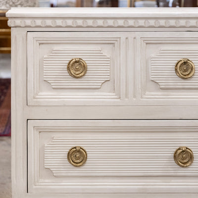 Swedish Painted 2-Drawer Short Nightstand – Antique White