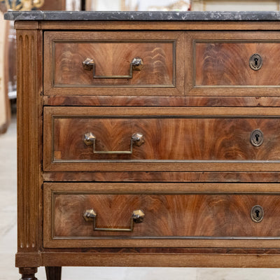 18th Century Louis XVI Dark Wood Chest – Black Marble Top