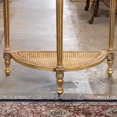 Louis XVI Demilune Console – Carved Detailing & White Marble Top