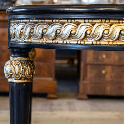 Louis XVI Dining Table – Black Lacquer with Gold Carvings