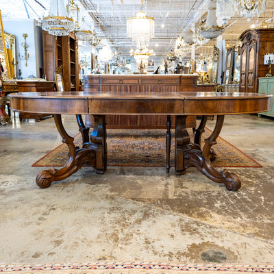 Louis XV Expandable Dining Table –  Brown with Carved Detailing