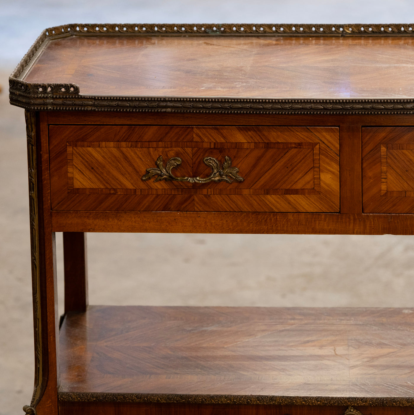 Louis XV Side Table –  Marquetry & Bronze Ormolu