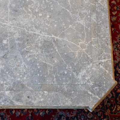 Grand European Neoclassical Hand-Carved Dining Table – Grey & White Faux Marble Finish