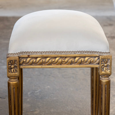 Louis XVI Gilded Stool – Rope Trim & White Velvet Seat