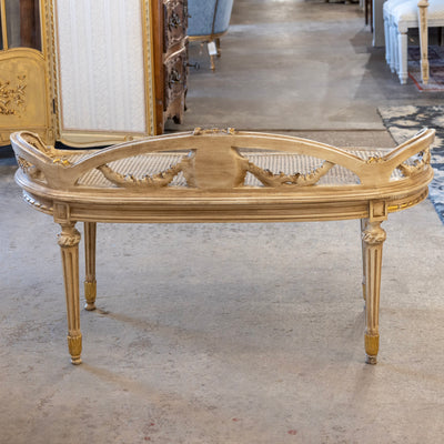 Louis XVI Gilded Cane Bench – Original Condition