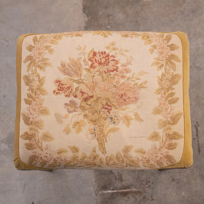 Louis XVI Wood Stool – Floral Needlepoint Upholstery