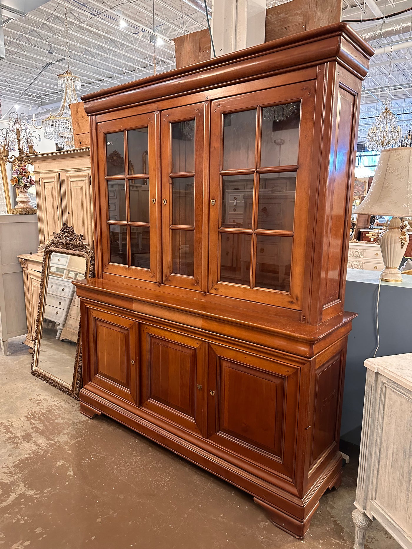 Antique French Louis Philippe Glass Top Cupboard | Le Chateau | European Luxury Furniture in Atlanta