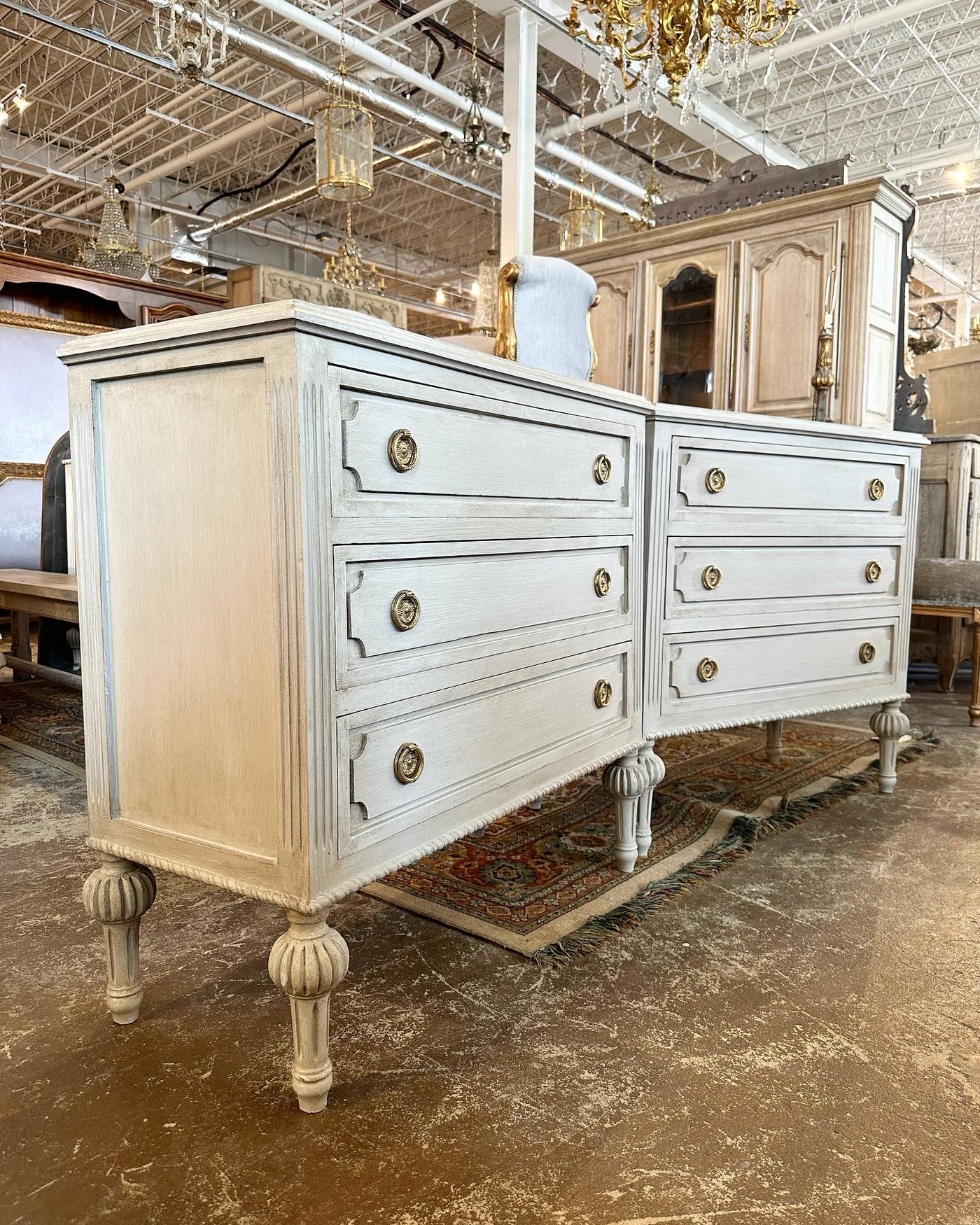 Antique White Swedish Chest with Ballerina Legs