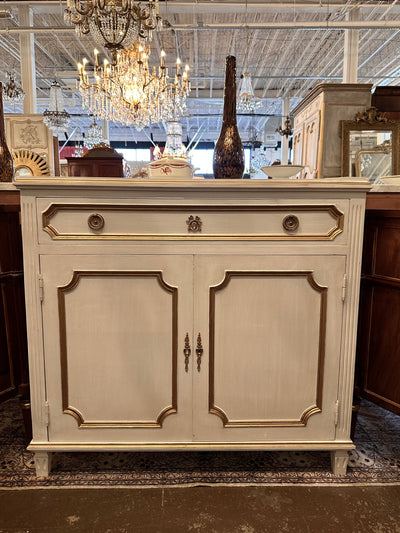 Swedish White & Gold 2 Door Cabinet | Le Chateau | European Luxury Furniture in Atlanta